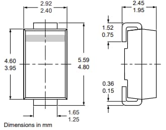機械図面 - Nexperia ES1B超高速リカバリ整流器
